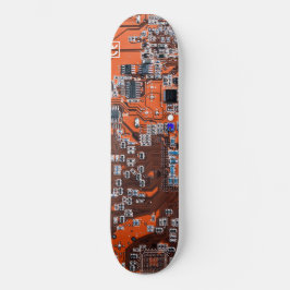 Skateboard Circuito de placa base geek de computadora naranja
