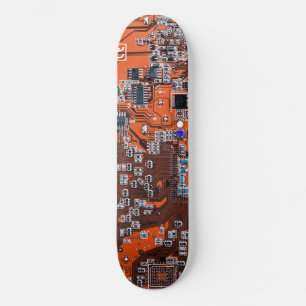 Skateboard Circuito de placa base geek de computadora naranja