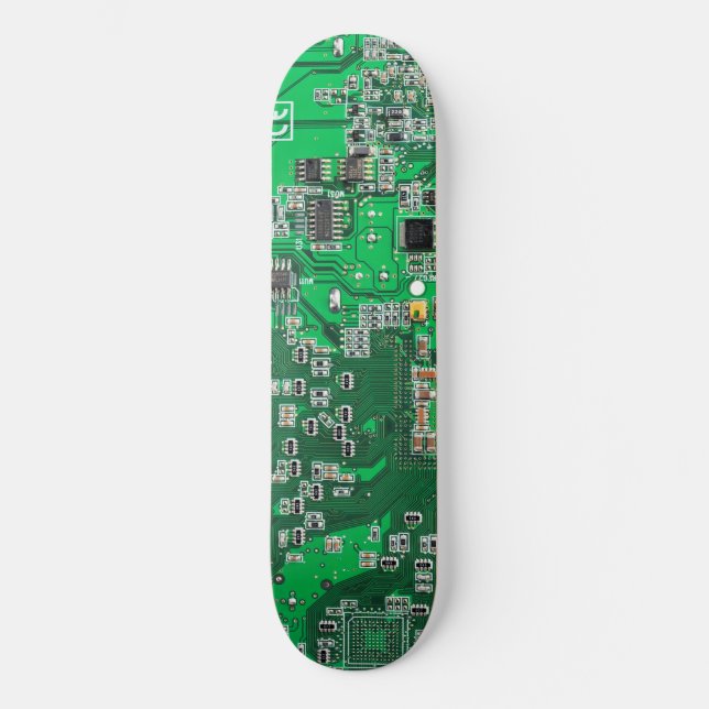 Skateboard Circuito de placa base verde de friki de la inform (Anverso)