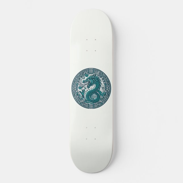 Skateboard Círculo de tigre verde azulado (Anverso)