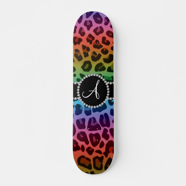 Skateboard Círculo del estampado leopardo del arco iris del (Anverso )