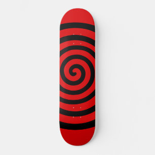 Skateboard Círculo espiral abstracto negro sobre rojo