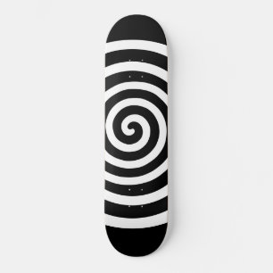 Skateboard Círculo espiral de resumen blanco sobre negro
