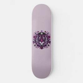 Skateboard Círculo floral de tigre morado