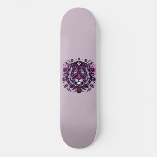 Skateboard Círculo floral de tigre morado