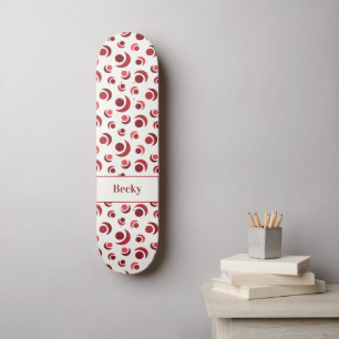 Skateboard Círculos abstractos y medias lunas en rojo más Nom