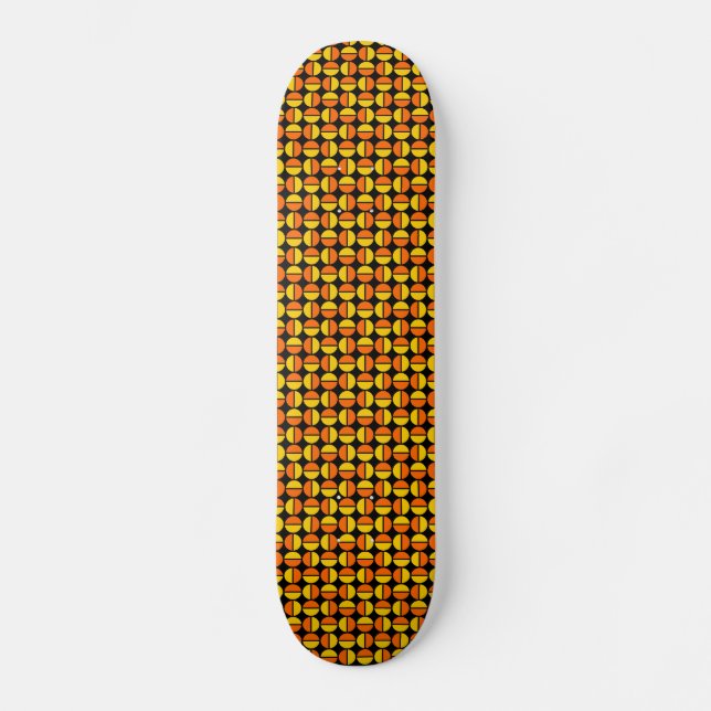Skateboard Círculos giratorios - Naranja y ámbar en negro (Anverso)