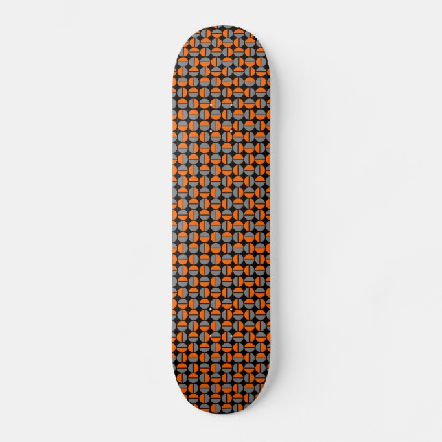 Skateboard Círculos giratorios - Naranja y gris sobre negro (Anverso)