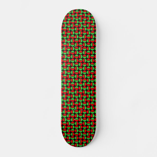Skateboard Círculos giratorios - Rojo y Verde sobre negro (Anverso)