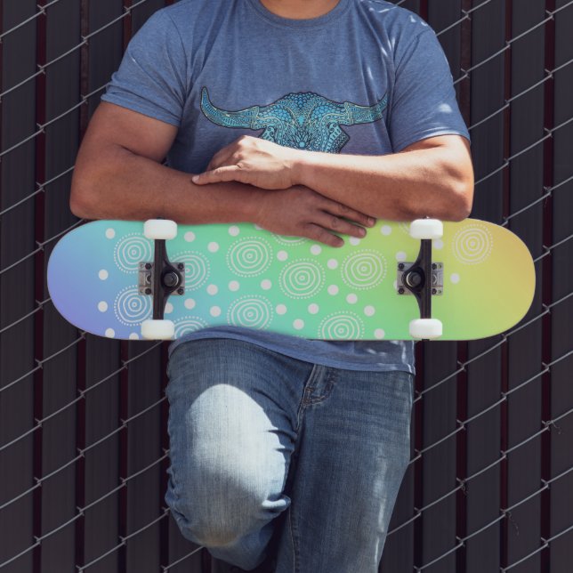 Skateboard Círculos y puntos gradientes del arco iris (Exterior 3)