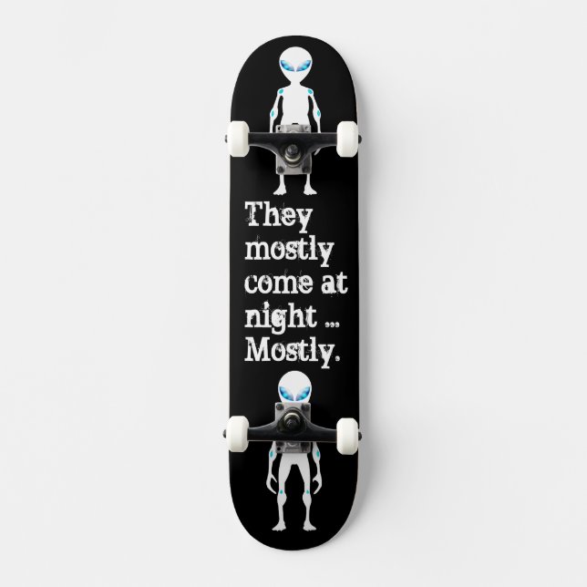 Skateboard Cita alienígena blanco negro (Anverso)