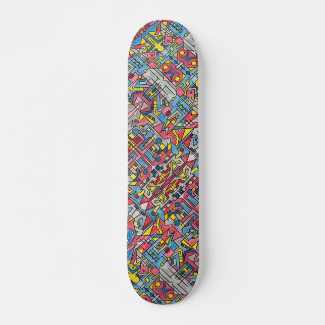 Skateboard Cityscape-Arte Geométrico Bauhaus moderno