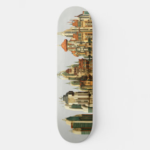 Skateboard Ciudad de fantasía futurista Arte de horizonte de