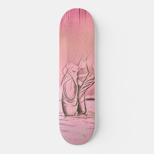 Skateboard Clásicamente Elegante Pies de Ballerina Rosa (Anverso)