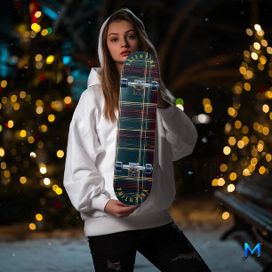 Skateboard Clásico de Tartán con acentos verdes y rojos
