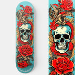 Skateboard Clásico Tattoo Art Skull Rosa Elementos Náuticos<br><div class="desc">Aprovecha el encanto atemporal de nuestro patinador clásico de arte tatuaje,  adornado con complicados cráneos,  rosas y elementos náuticos. Personalice la cubierta con su propio texto,  convirtiendo su viaje en una obra maestra a medida. Este es otro 100% de diseños de hámster de acurrucamiento.</div>