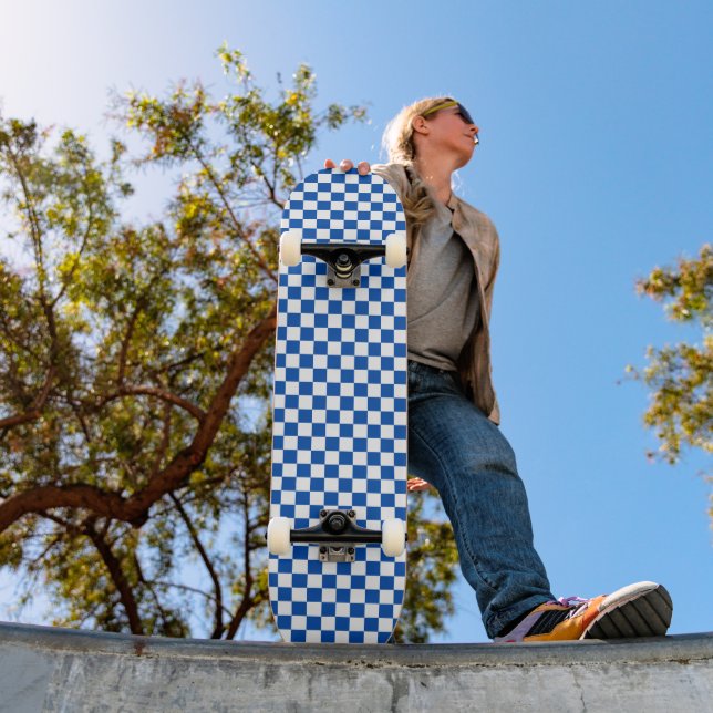 Skateboard Classic cobalt blue checkerboard (Exterior 1)