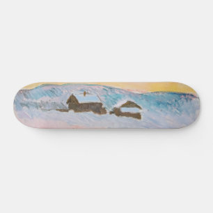 Skateboard Claude Monet - Paisaje de Noruega, Casas Azules