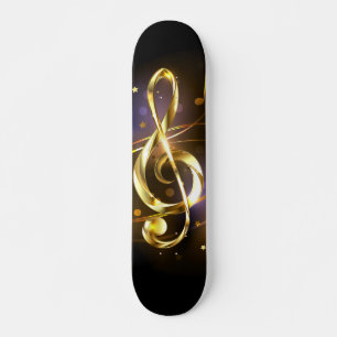 Skateboard Clef de sol de música dorada