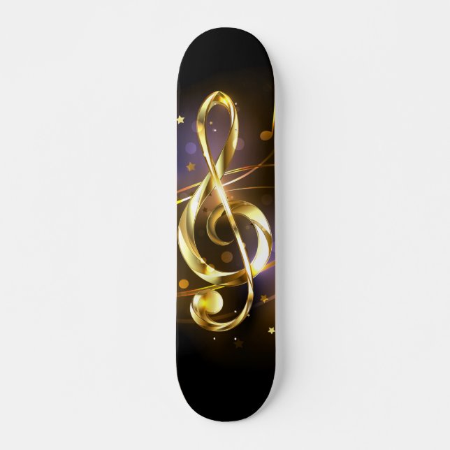 Skateboard Clef de sol de música dorada (Anverso )