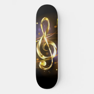 Skateboard Clef de sol de música dorada