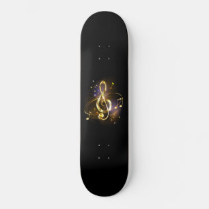 Skateboard Clef Musical de Triple Dorado