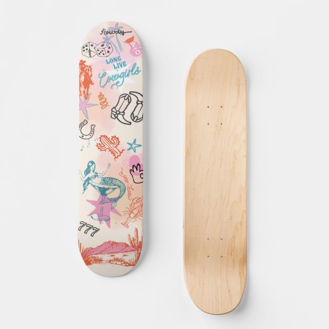 Skateboard Coastal Cowgirl College Dorm Room Wall Art (Anverso)