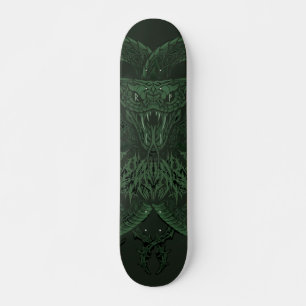 Skateboard Cobra Art Déco Verde Serpiente Simétrica Ornamen