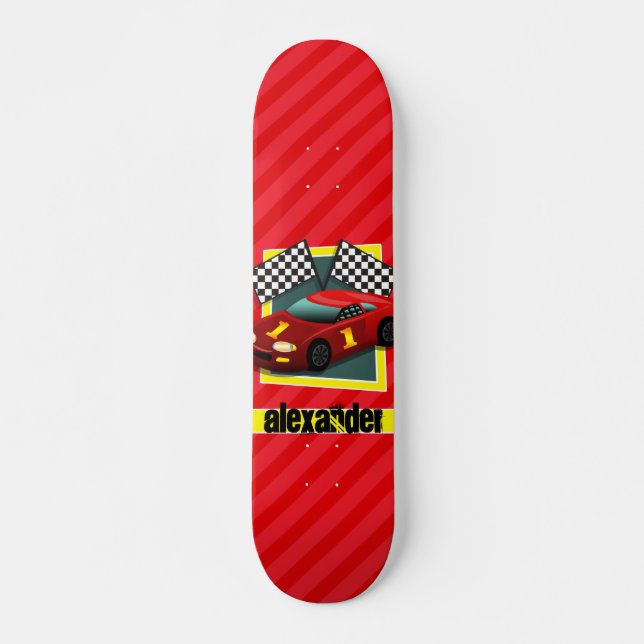 Skateboard Coche de raza roja; franjas rojas escarlatas (Anverso )