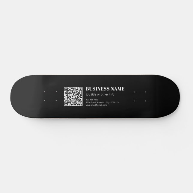 Skateboard Código QR personalizado y texto retro-moderno edit (Horz)