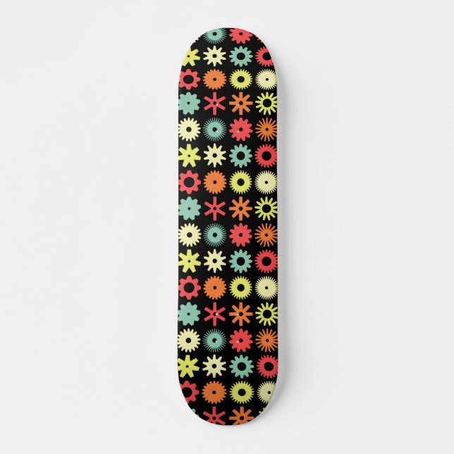 Skateboard Cogs - Colores 04 - sobre negro (Anverso )