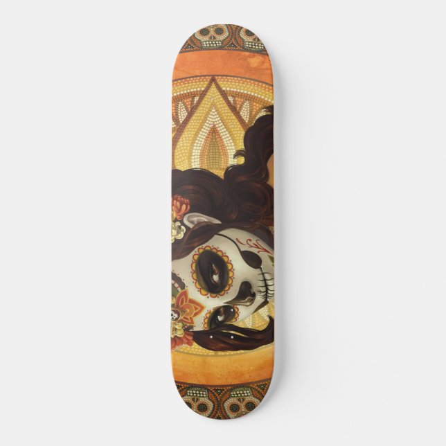Skateboard Cojín decorativo Dia De Los Muertos (Anverso)
