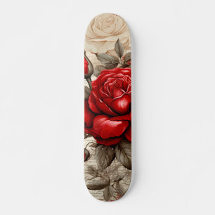 Skateboard Colaje inspirado en decoupage de rosa roja atrevid