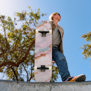 Skateboard Colección de oro rosa azul trendy de Marble Agate