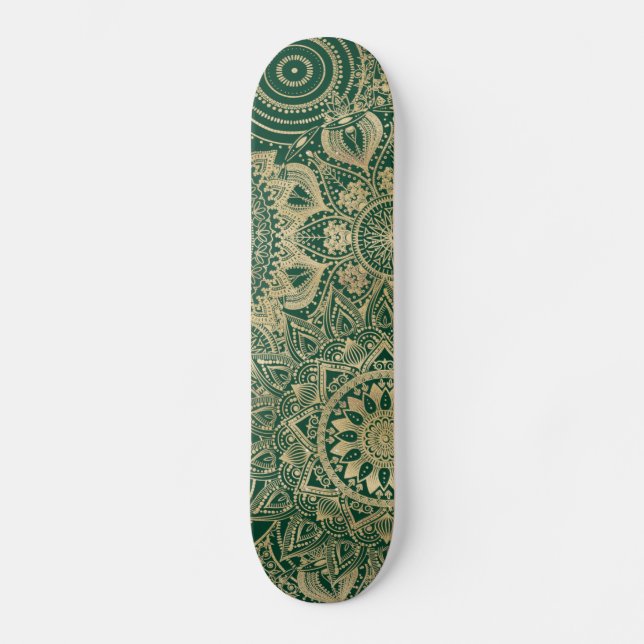 Skateboard Colección Green Gold Mandala (Anverso)
