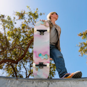 Skateboard Colección popular de mármol rosa pálido rosa rosa 