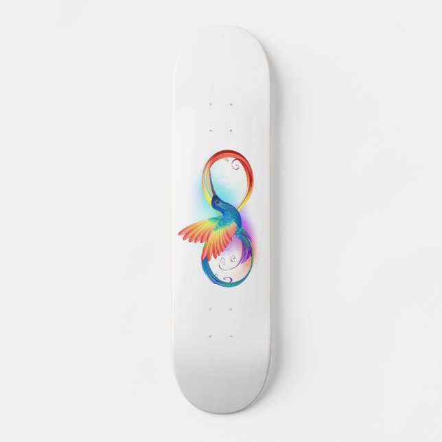 Skateboard Colibrí arcoiris con símbolo Infinity (Anverso)