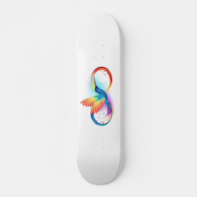 Skateboard Colibrí arcoiris con símbolo Infinity (Anverso )