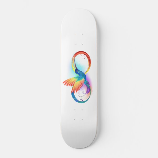 Skateboard Colibrí arcoiris con símbolo Infinity (Anverso)