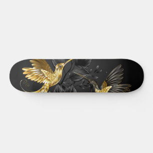Skateboard Colibrí negro y dorado