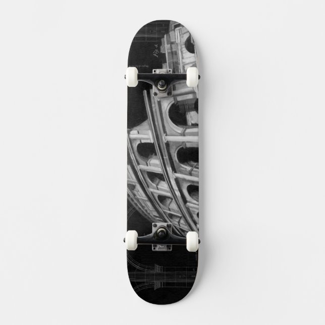 Skateboard Coliseo romano con dibujos arquitectónicos (Anverso)