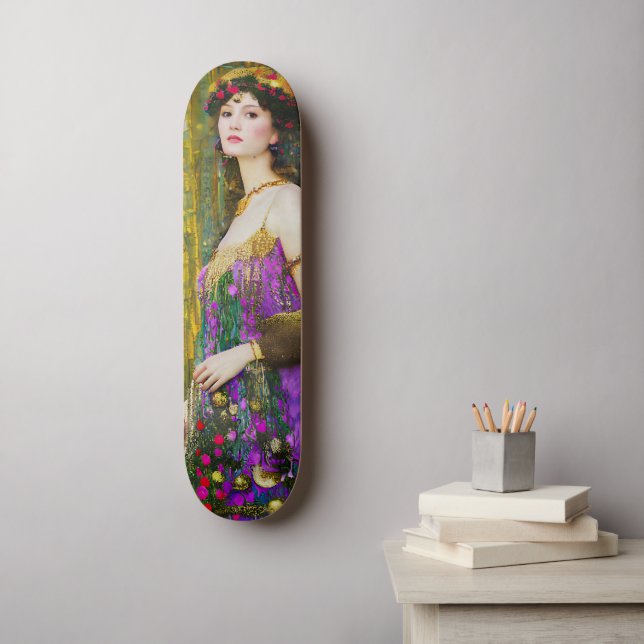 Skateboard Collage al estilo Klimt retrato de una mujer (Arte de la pared)