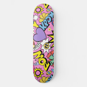 Skateboard Collage de arte pop de cómic retro