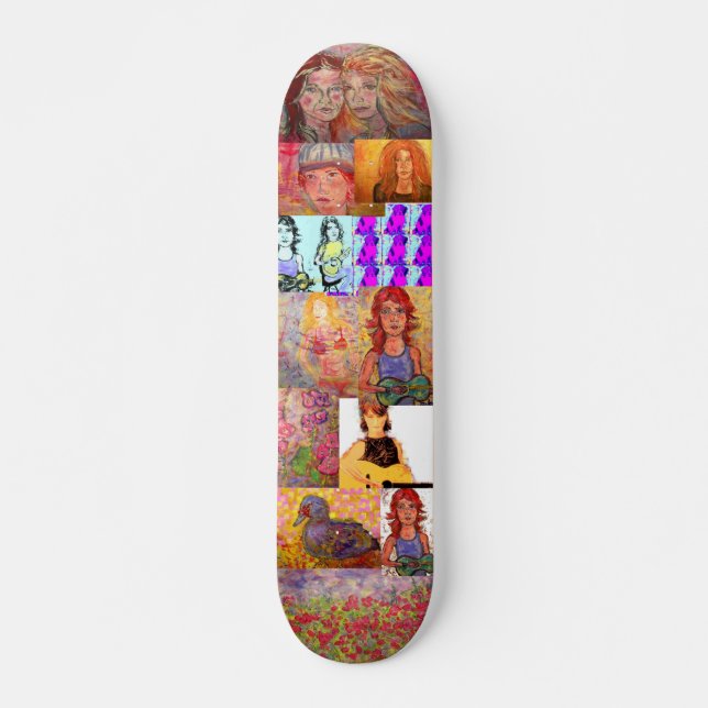 Skateboard collage de arte pop (música y retratos) (Anverso )