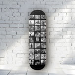 Skateboard Collage de fotos de Instagram de moda de Guay de B<br><div class="desc">¡Moderno Collage de fotos de Instagram para el mejor papá de la historia! Personalice con sus fotos familiares de personalizados y envíe un mensaje con sus nombres y haga de este el mejor regalo de cumpleaños o Día del Padre de todos los tiempos. Este diseño es blanco y negro. Para...</div>