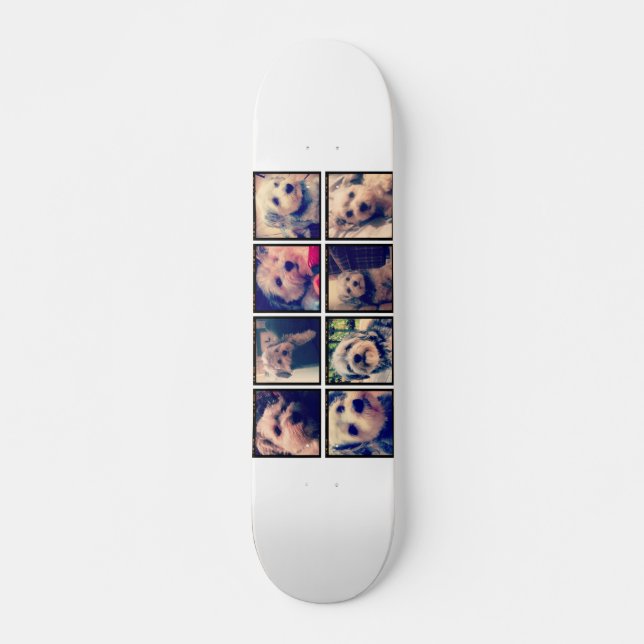 Skateboard Collage de fotos personalizado con fotos cuadradas (Anverso )
