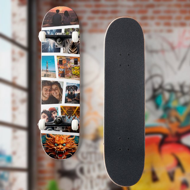 Skateboard Collage de fotos personalizado personal (custom photo skateboard on wall)