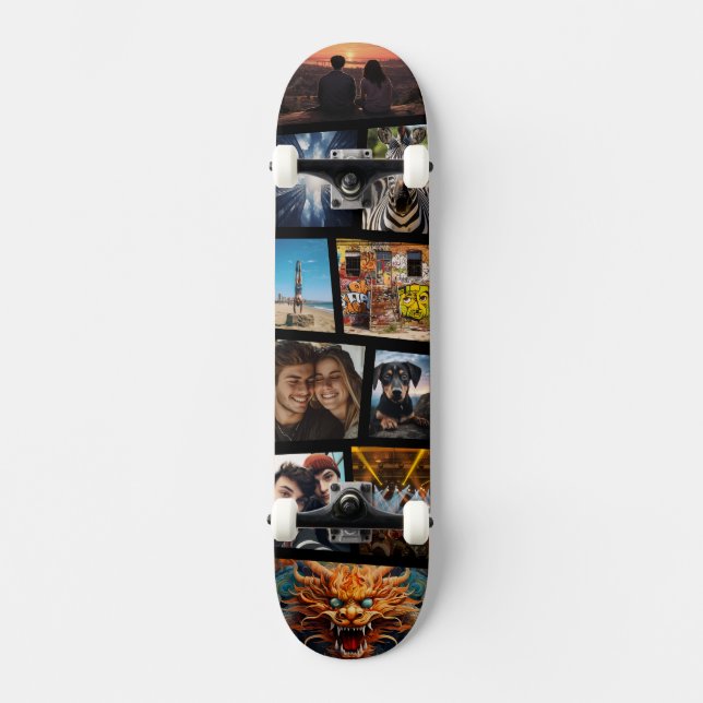 Skateboard Collage de fotos personalizado personal (Anverso)