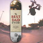 Skateboard Collage de fotos Rústico del Día 2 del Mejor Papá<br><div class="desc">Rústico Patinaje de Collage de fotos del Día 2 del Mejor Papá Nunca Padre con nombres. La moderna tipografía roja y negra está en un entorno rústico beige. Añade dos fotos favoritas y tus nombres en el mensaje dulce. Este moderno personalizado y skateboard personalizado es un regalo perfecto para un...</div>