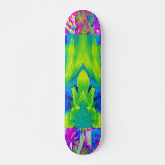 Skateboard Collage de jardín de girasoles de patchwork abstra (Anverso )